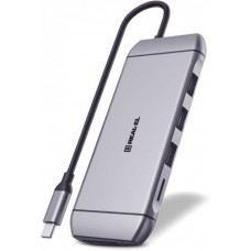 USB-хаб Real-El 9 in 1 type C Multifunction Docking Station 4K with Ethernet CQ-900 Space Grey Б/У