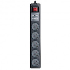 Сетевой фильтр Real-El RS-5 USB Charge 1.8 м Black Б/У