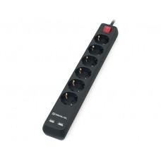 Сетевой фльтр Real-El RS-6 Protect USB Charge 1.8 м Black Б/У