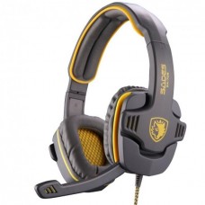 Наушники Sades SA-708 Stereo Gaming Headphone/Headset with Microphone Grey-Yellow Б/У